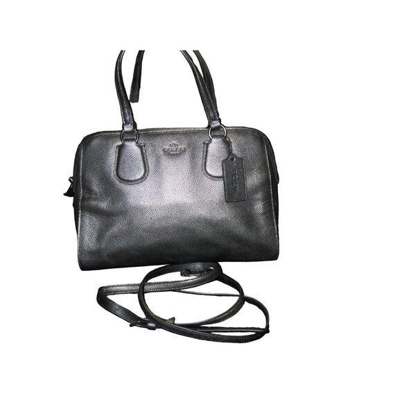 COACH Nolita 2015 Gunmetal Metallic Pebble Leather Satchel Crossbody Tote 35964 - Picture 1 of 16